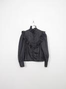 Vintage Black Frilly High Neck Blouse S