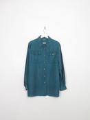 Vintagre Green Lurex Long Blouse Top M