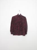 Vintage Wine &amp; Black Printed High Neck Blouse S/M