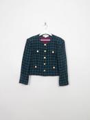 Women's Vintage Green &amp; Navy Boucle Tweed Jones New York Jacket S/M