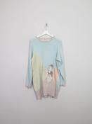 Vintage Women's 80s Blue Jumper With Motifs M/L