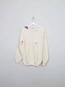 Vintage Cream Men's V-Neck Jumper S/M