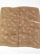 Women's Vintage Green/ Brown Silk Printed Scarf
