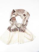 Men's Vintage Cream Patterned Silk Cravat Scarf