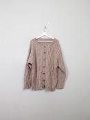 Men's Vintage Cream Wool Hand-knit Cardigan L