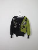 Women's Vintage Black &amp; Green 80s Cardigan M/L