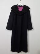 Women's Navy Wool Full Length With Astrachan Coat L/XL