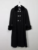 Women's Long Black Wool Coat M/L