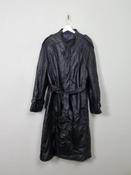 Mens Navy Long Leather Trench Coat L