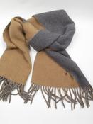 Vintage Wool Polo Ralph Lauren Grey &amp; Tan Scarf