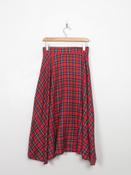 Vintage Red Tartan Flared Wide Skirt 27"