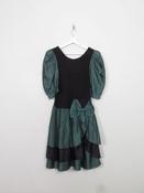 Vintage Black &amp; Green 80s Party Dress