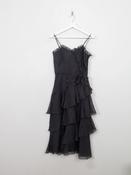 Vintage Black Tiered Midi John Charles Evening Dress XS