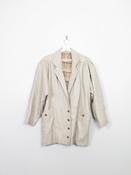 Women's Vintage Cream Leather 80s Long Jacket