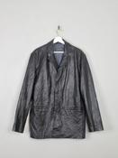 Men's Black Leather Vintage Jacket L image