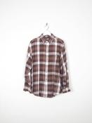 Men's Brown &amp; White Vintage Flannel Shirt L image
