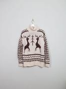 Men's Cream Vintage Polo Neck Deer Jumper M image