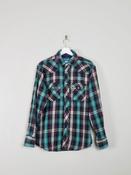 Men's Green Check Western Heavy Quality Vintage Flannel Shirt M image