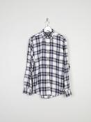 Men's Izod Vintage Flannel Blue &amp; White Shirt M image