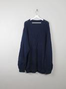 Men's Navy Vintage Jumper Hand-knit  XL