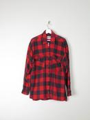 Men's Red &amp; Black Vintage Flannel Shirt With Zip L image