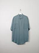 Men's Sage Green Vintage Silk Short Sleeved Shirt L