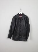 Men's Vintage Black Leather Jacket M image