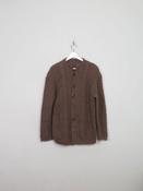 Men's Vintage Brown Hand-knit Aran Cardigan M