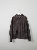 Men's Vintage Eddie Beaver Zip Leather Jacket Biker XL image