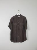 Men's Vintage Green/Black Silk Short Sleeved Shirt L