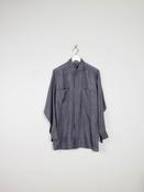 Men's Vintage Grey Silk Shirt S *slightly damaged * image