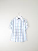 Men's White Cotton Check Short Sleeve Ben Sherman Shirt L image