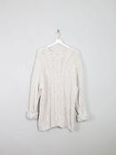 Mens Cable Knit Cream Vintage Jumper L/XL