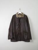 Mens Vintage Brown Sheepskin 3/4 Coat L/XL image