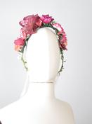 New Floral Vintage Style Headpiece Wine &amp; Pink image