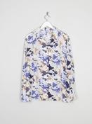 Silk Cream Vintage Printed Blouse With Collar L/XL image
