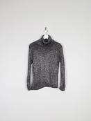 Silver &amp; Black 1970s Stretchy Polo Neck M image