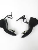 Stephaine Kelian Black Suede Wedge Shoes With Green Stones 5.5 image