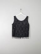 Vintage Black Beaded 1950s Top M