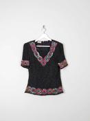 Vintage Black Beaded &amp; Sequin Top S image