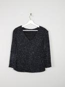 Vintage Black &amp; Blue Beaded V-Neck Top M image