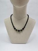 Vintage Black Faceted Graduated French Glass Necklace image