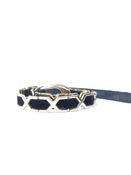 Vintage Black &amp; Gold Leather Mix Belt M/L image