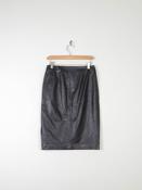 Vintage Black Leather Pencil Skirt S image