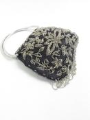 Vintage Black &amp; Silver Beaded Evening Bag 1960s image