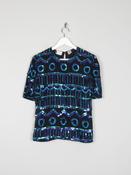 Vintage Green &amp; Blue Sequin &amp; Silk Short Sleeve Top S image