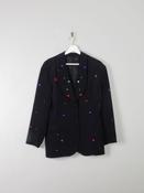 Women's Black &amp; Colourful Embellished Vintage Jacket S image