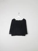 Women's Black Lace 3/4 Sleeved Boat Neck 1950s Evening Top L image