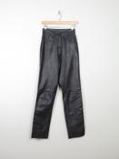 Women’s Black Leather High Waisted Trousers 6 26"32L image
