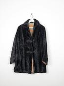 Women's Black Vintage Velvet Crushed Long Jacket 10/12 image